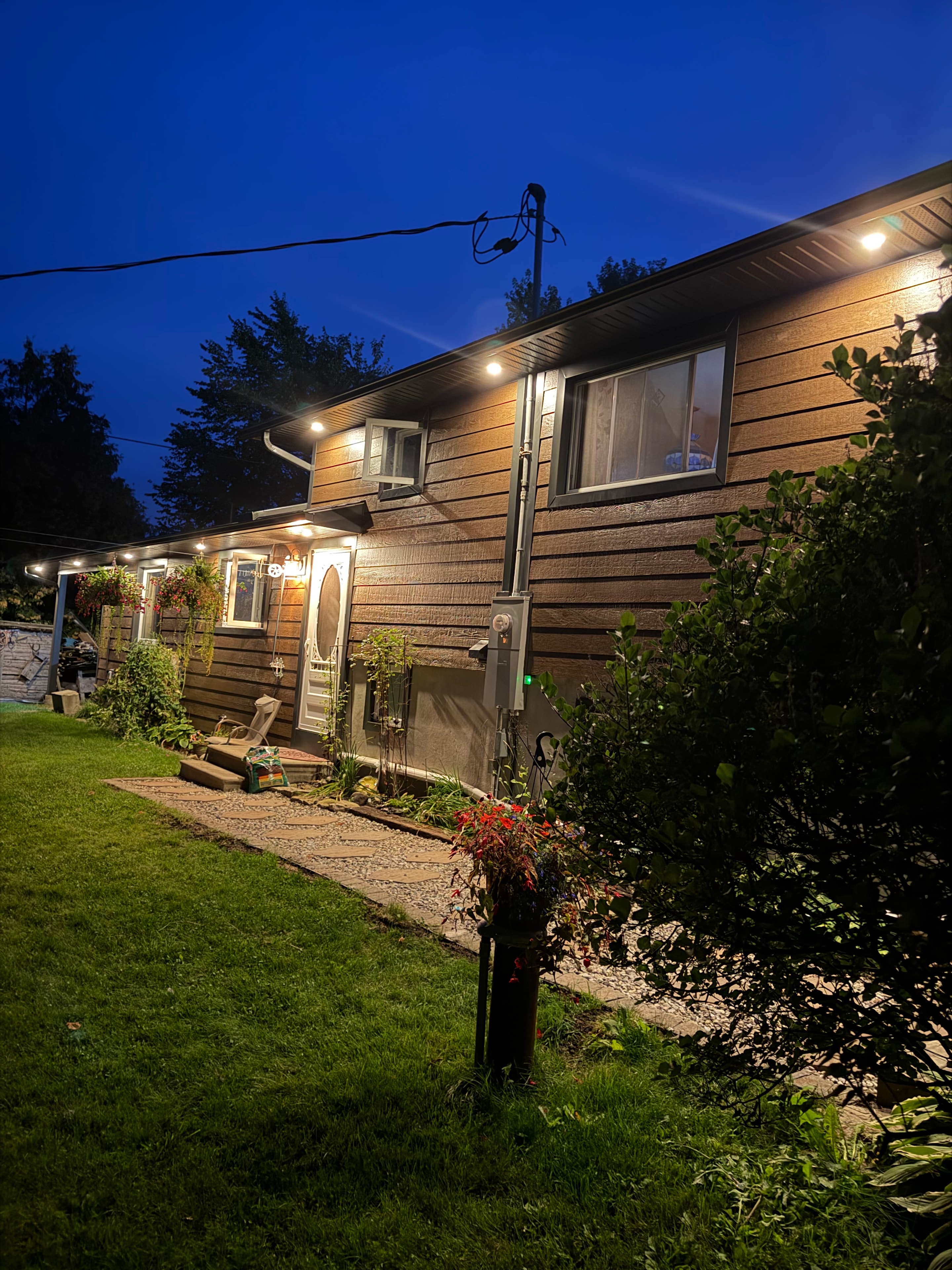 Completed residential soffit lighting in Beckwith, Ontario